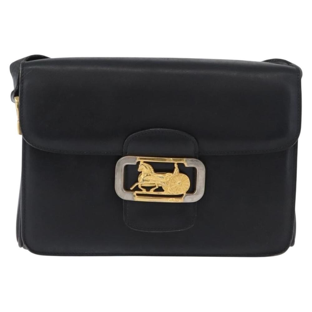Celine Leather Horse Carriage Shoulder Bag Black